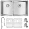Elkay 18 Gauge SS 31-1/2" x 18-1/2" x 9" 40/60 Dbl Bwl Undermount Sink and Faucet Kit w/ Bottom Grid and Drain ECTRU32179LTFBC - alternate 1